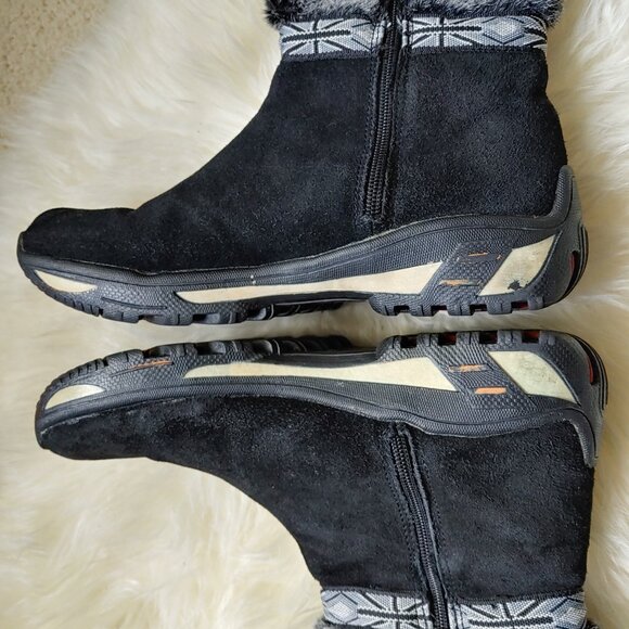 Black Real Fur Suede Side Zipper Winter Boots (38 EU) - Picture 5 of 16